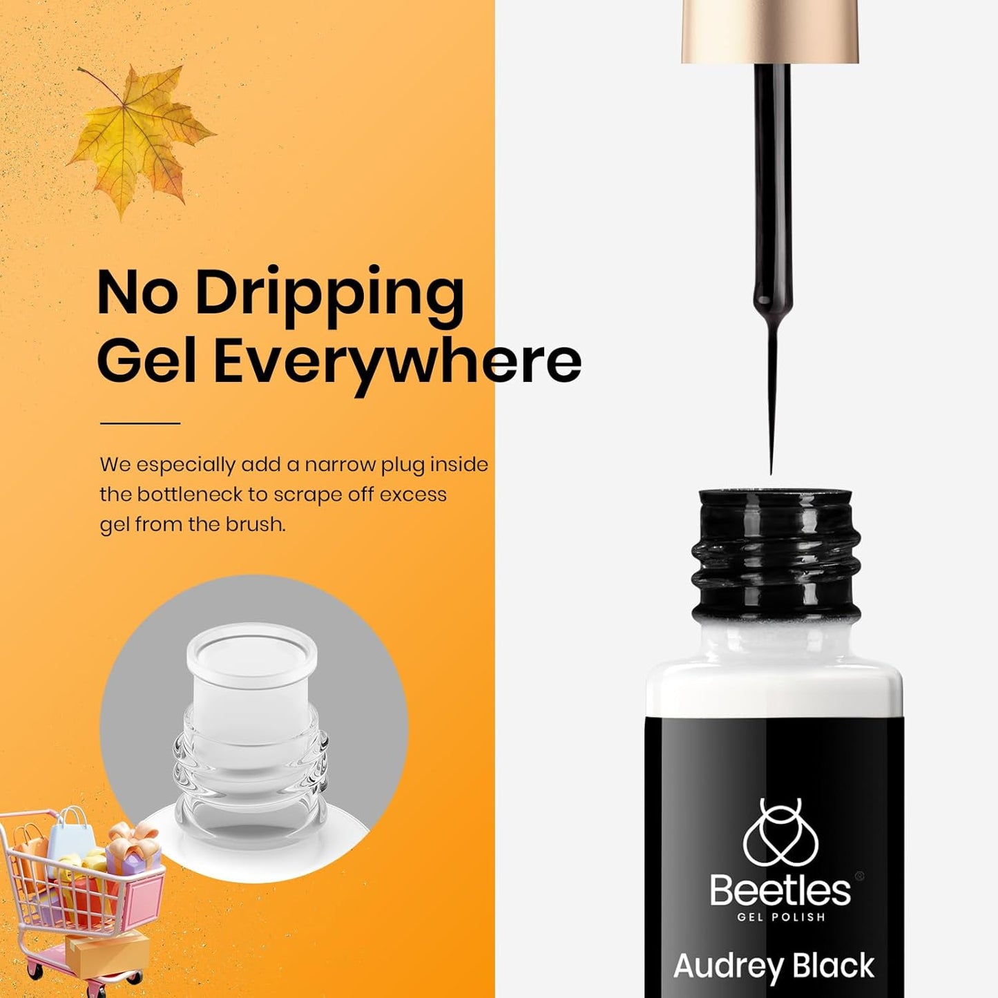 beetles Gel Polish Nail Art Liner Gel Polish Set- 2 Popular Black White Colors Nail Polish Gel Paint for Swirl Nails Built Thin Nails Art Brush in Gel Pens UV Soak off Gifts for Women