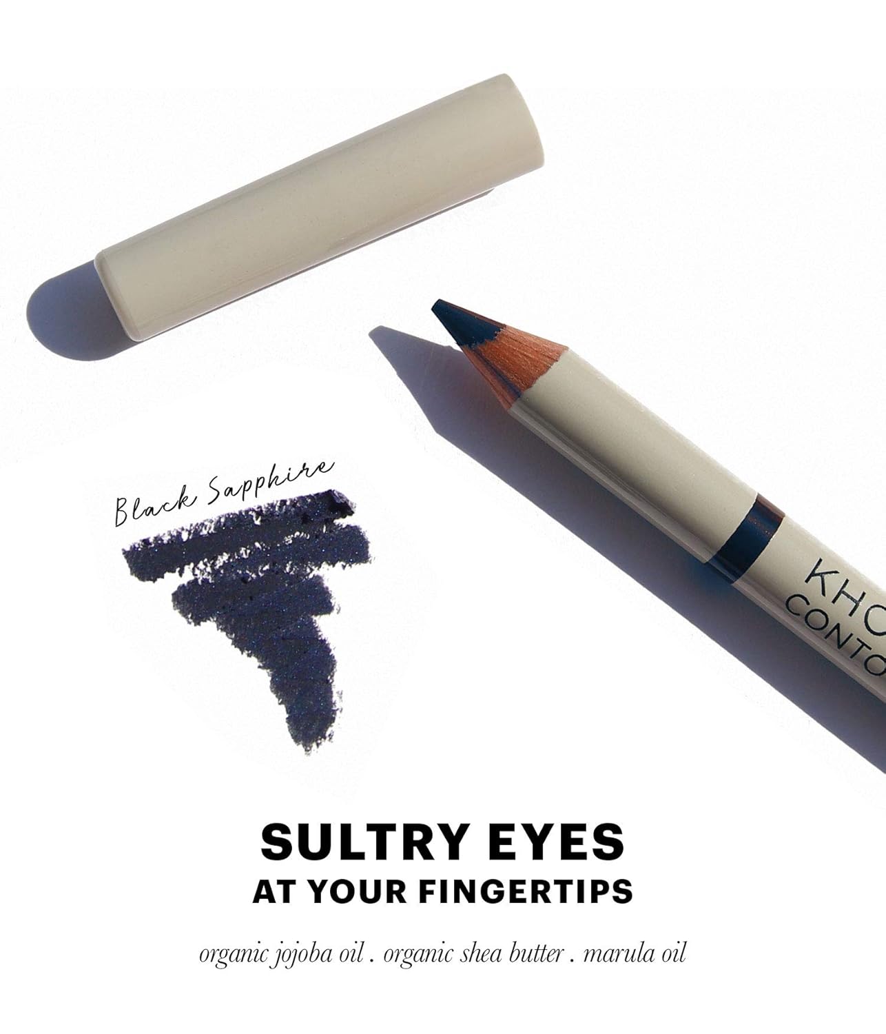 Jillian Dempsey Khol Eyeliner: Clean, Waterproof Eyeliner Pencil with Built-In Smudger for Effortless Blending – Rich Pigment, Cruelty-Free, Black Sapphire