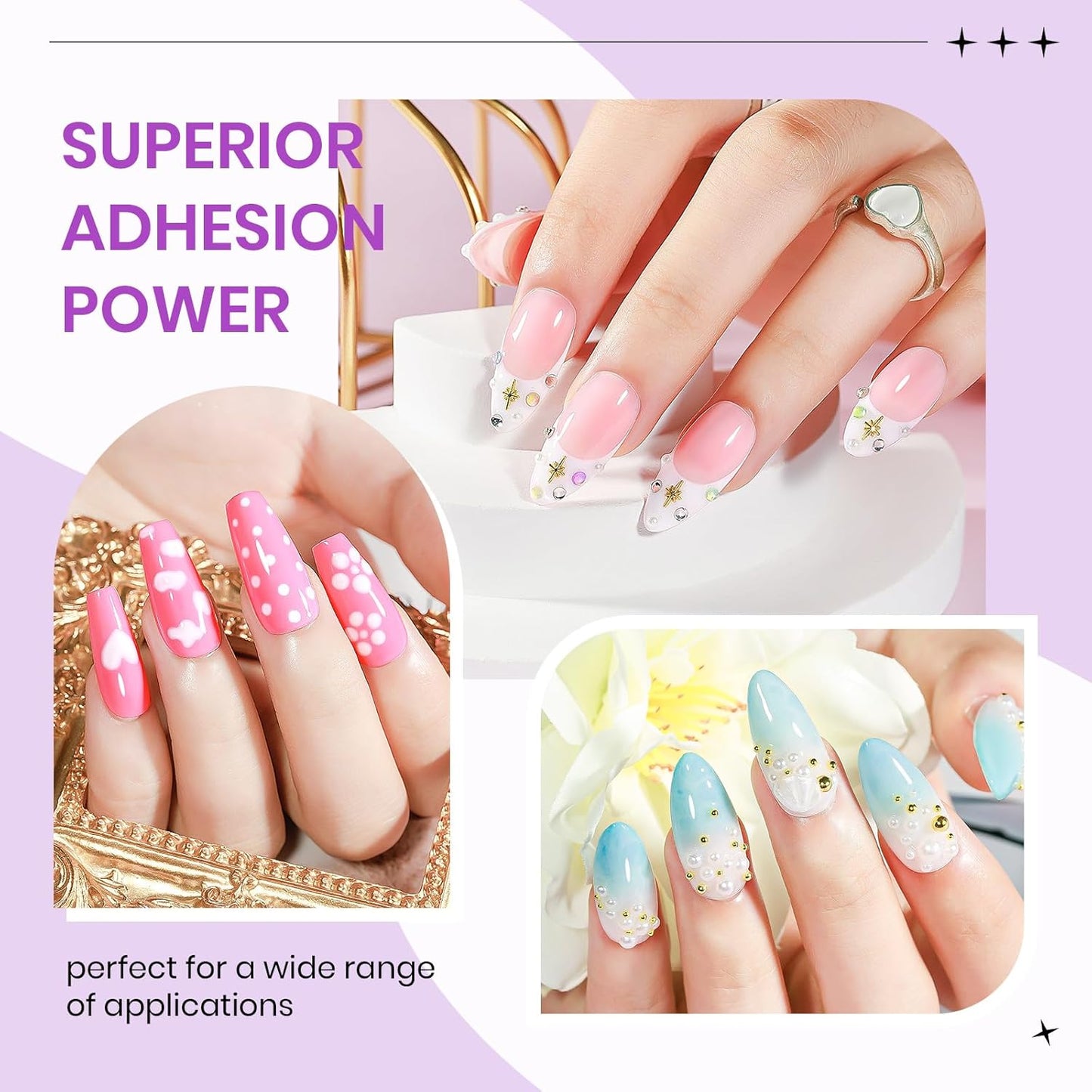 15g Rhinestone Nail Glue Set with 6 in 1 Nail Dotting Pen & Nail Gems and Charms, Super Strong, Gel Nail Glue, for Gems and Jewels Decoration, 3D Nail Art Gel, Gifts for Women Girls