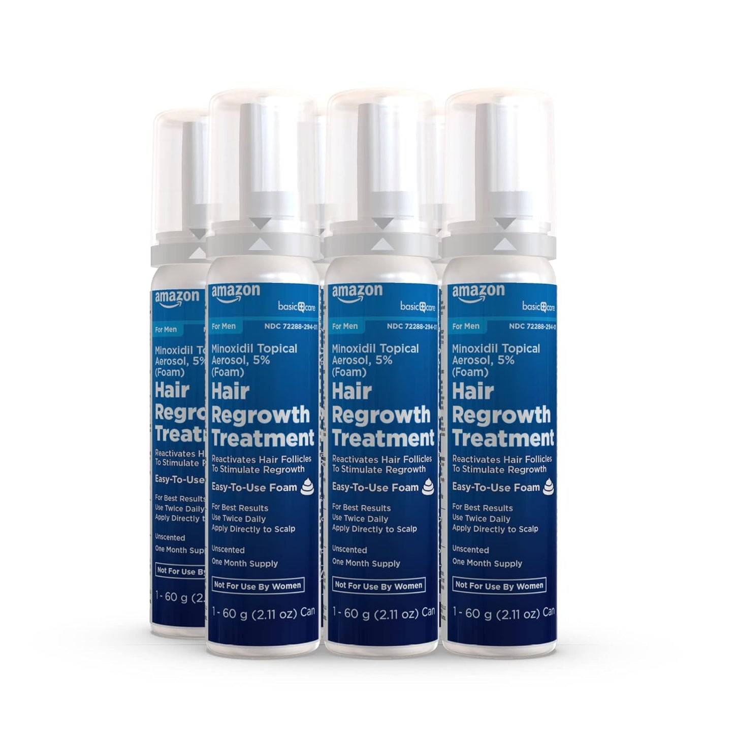 Amazon Basic Care Minoxidil Topical Aerosol, 5% Foam, Hair Regrowth Treatment for Men, 6-month Supply, Unscented, 2.11 oz (Pack of 6)
