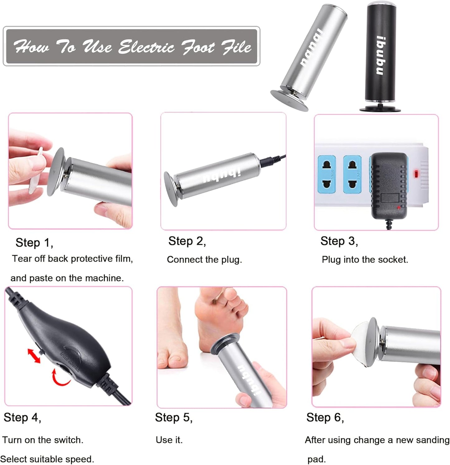 Electric Callus Remover Powerful Electric Foot File Grinder Sander Machine with Speed Controller and 60PCS Replacement Sandpaper Disk Pedicure Feet Care Tool for Dead Skin Removal Gray