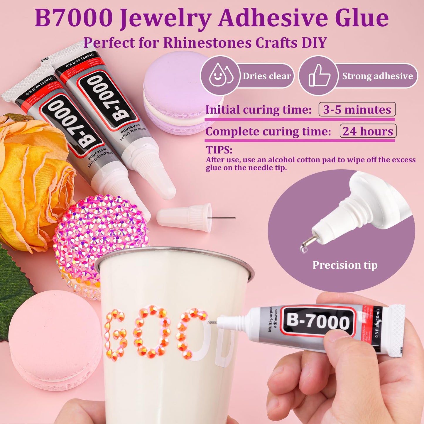 Resin Jelly Rhinestones for Crafting with B7000 Jewelry Glue, 2 Boxes Orange AB Flatback Crystals with 3Pcs 10ml Glue, Bedazzling Non Hotfix Gems for DIY Tumblers Clothing Shoes Manicure