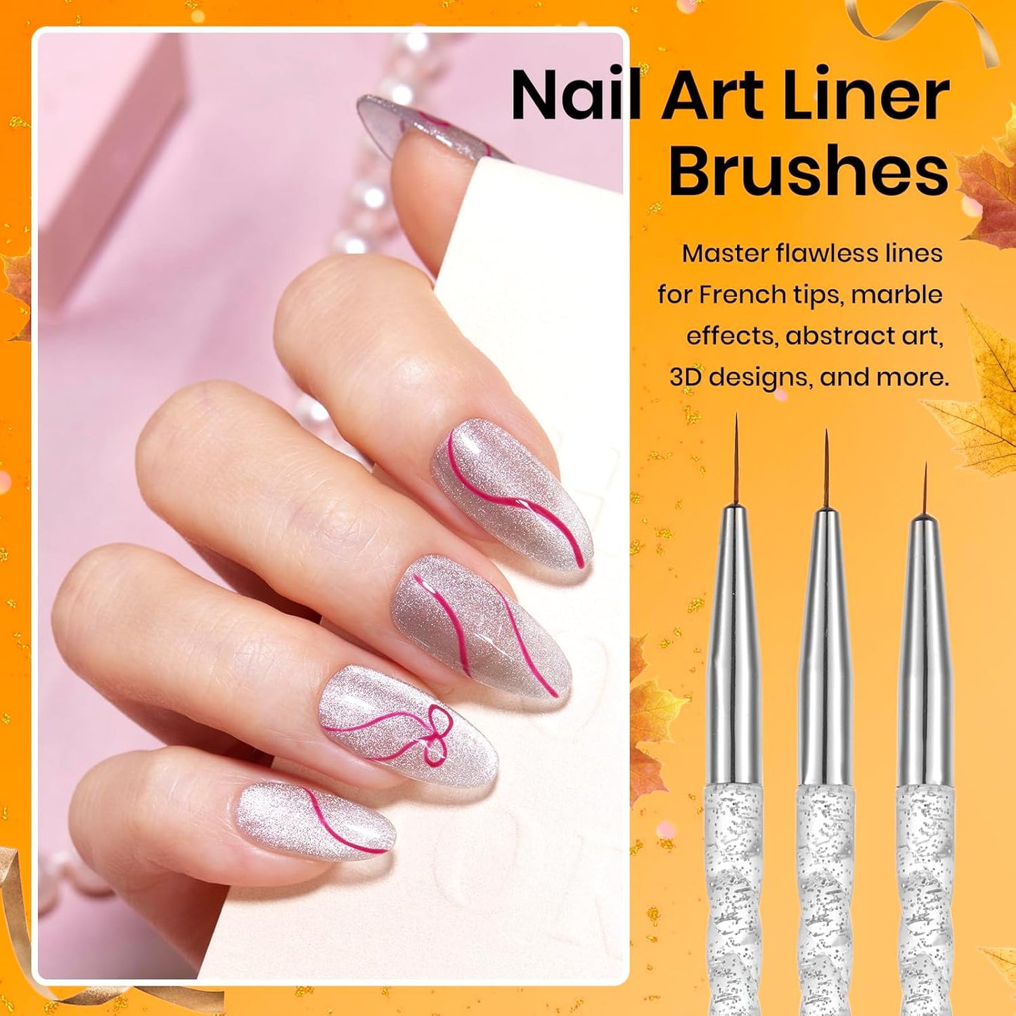 Beetles 31pcs Nail Art Brushes, Dotting Tools, Nail Art Pens, Dust Brush, Striping Liner Fingernail Drawing Pens with Palette Holder All in One for Starter Manicure Design Set