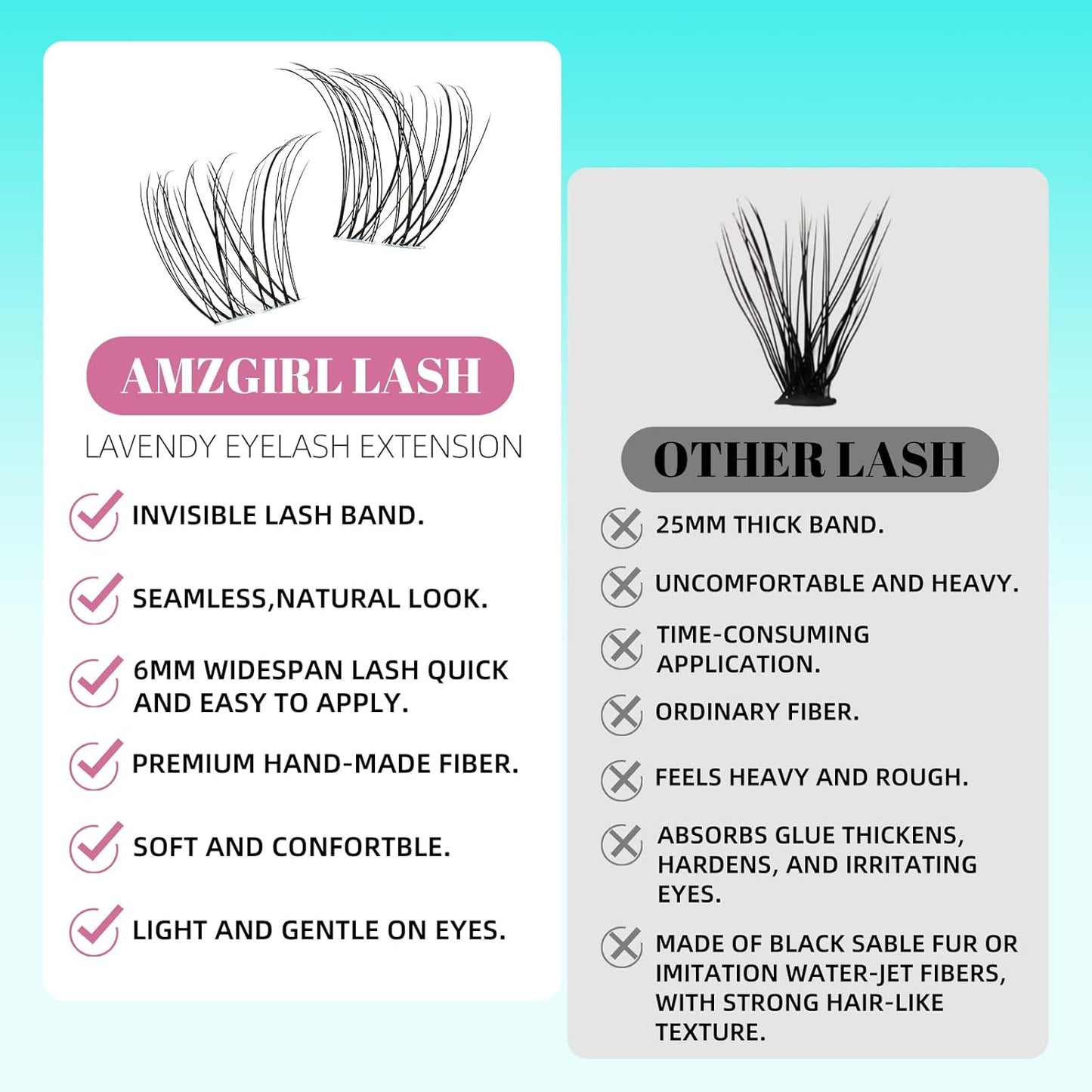 Lash Clusters 160PCS Invisible Eyelash Band Clusters with Natural Eyelashes Cluster Wide Stem Eyelash Extensions Individual Wispy Lashes Cluster(Lavendy,D-Mix8-16mm)