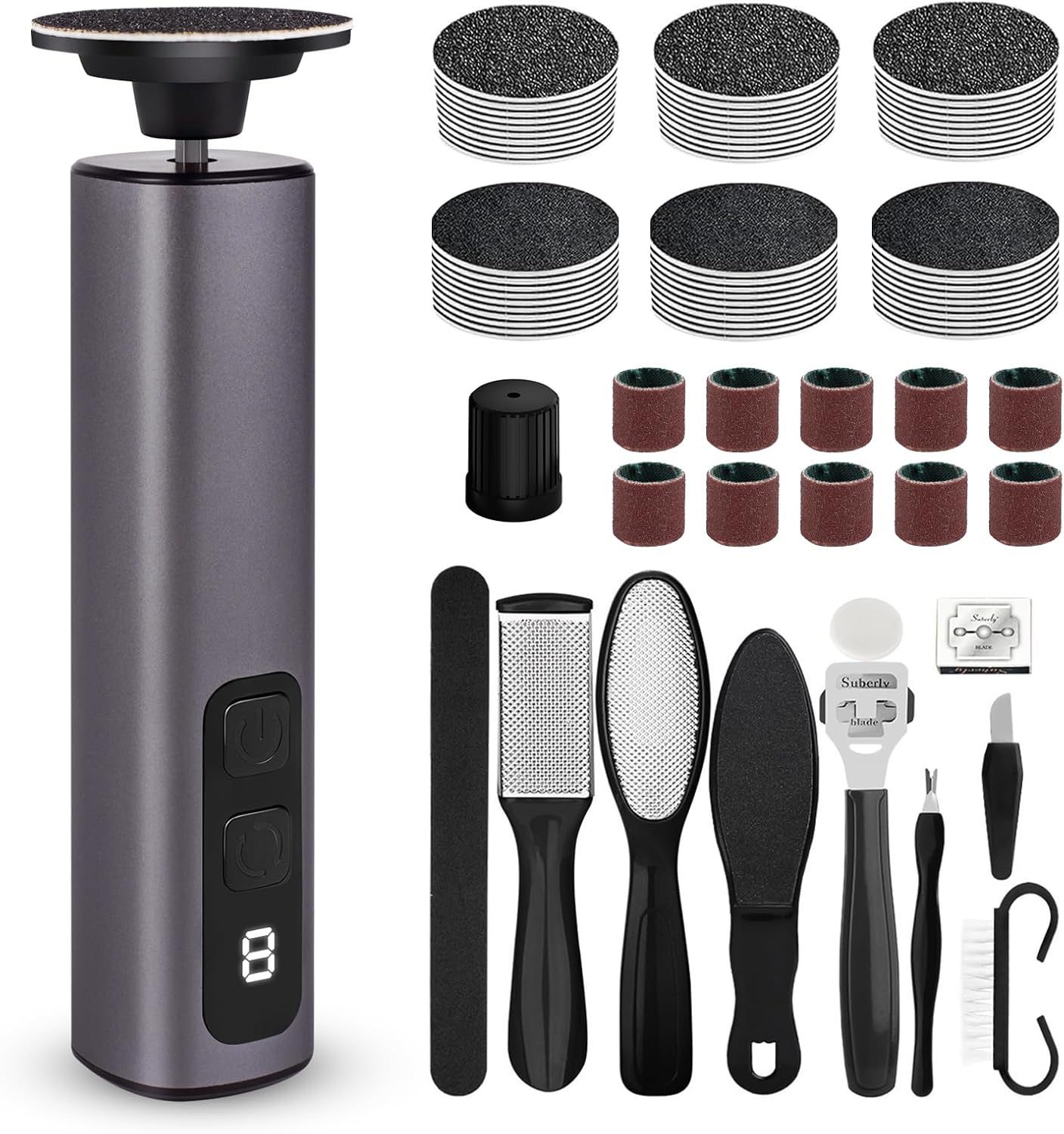 Electric Foot Callus Remover - 9 Speed Callus Remover for Feet with USB Rechargeable,Electric Foot File Pedicure Tools for Feet Dead Skin Heel Callus Hardskin Dry Cracks for Women Men (Dark Gray)