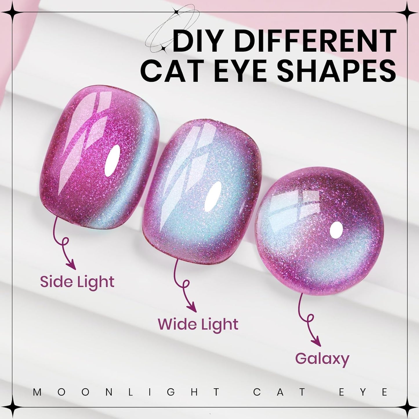 9D Cat Magnetic Eye Gel Nail Polish Holographic Pink Aurora CatEye Gel Polish Glitter Shimmer Reflective Effect with Magnet Soak Off Salon DIY at Home