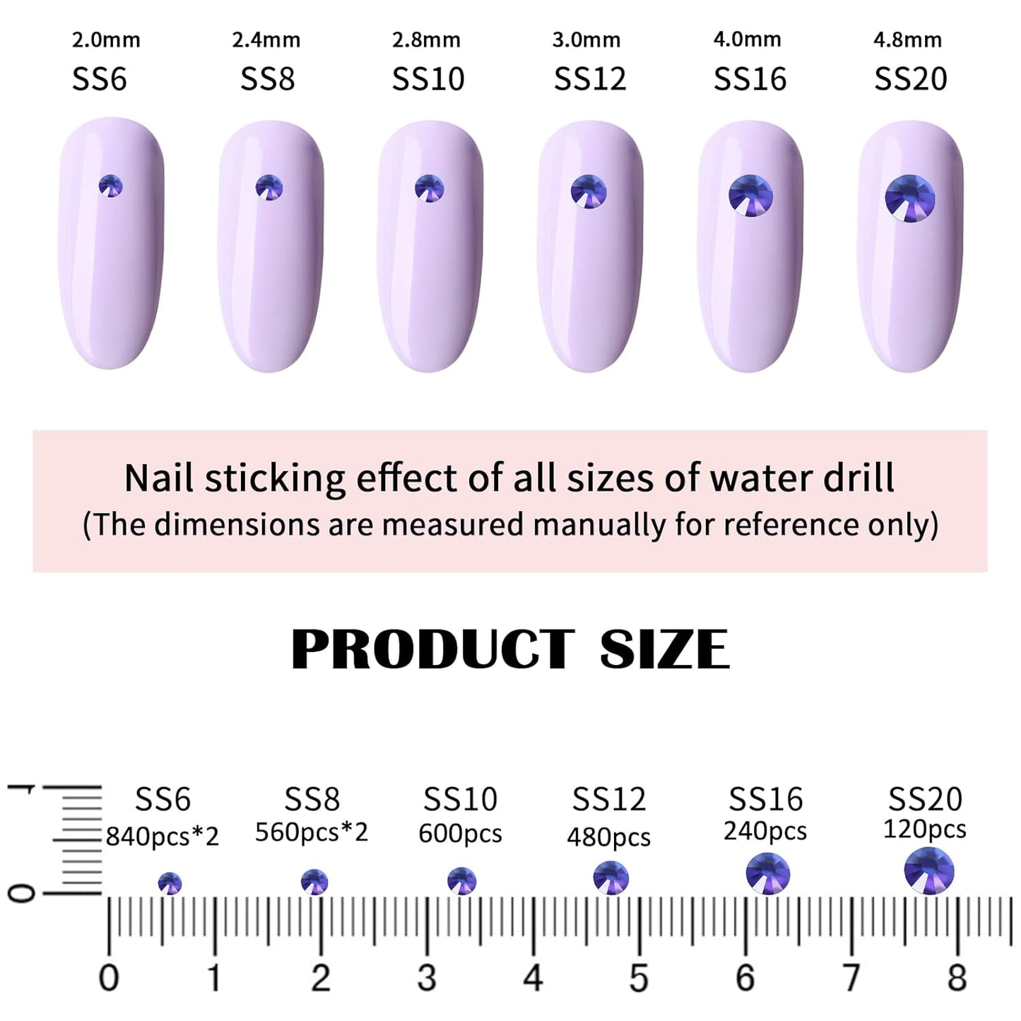 4240Pcs Purple Velvet Flatback Rhinestones 6 Sizes Crystal Diamonds for Nail Art Crafts Clothes Shoes with Tweezers and Picking Pen