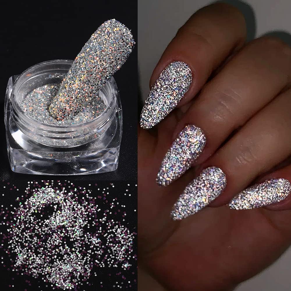 Reflective Nail Powder - 6 Boxes Sparkling Diamond Glitter for Nails, Iridescent Sequins, Holographic Super Bright Pigment Dust, Nail Art Decor