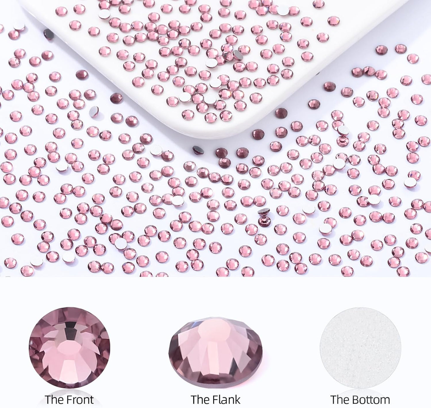 Light Amethyst Flatback Rhinestones, Glass Rhinestones for Nail Art and Craft, Glue Fix, Loose Crystal Gemstones(Lt.Amethyst, SS6, 1440pcs, 1.9-2.0mm)