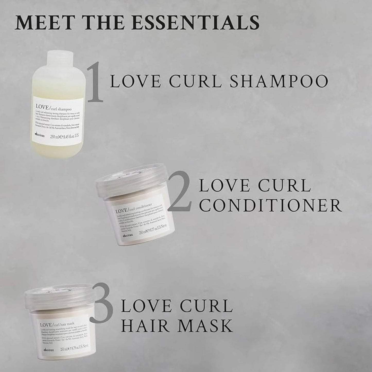 Davines LOVE Curl Shampoo | Wavy & Curly Hair Shampoo | Smooth and Moisturize Curls with Almond Extract | 8.45 fl oz