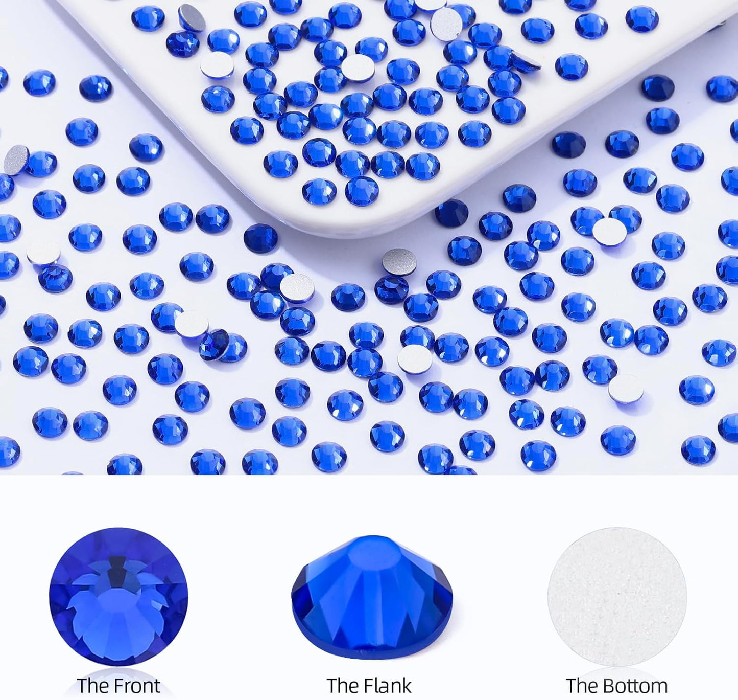 Sapphire Flatback Rhinestones, Glass Rhinestones for Nail Art and Craft, Glue Fix, Loose Crystal Gemstones(Blue, SS20, 2880pcs, 4.6-4.8mm)
