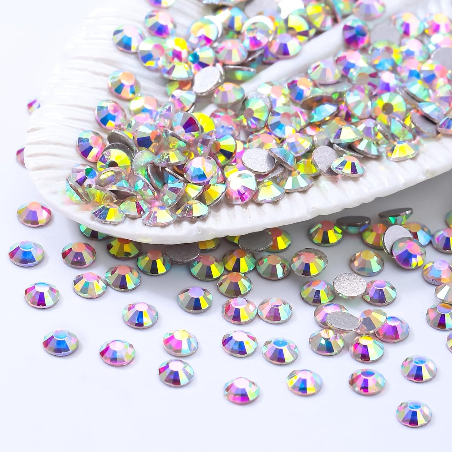 Crystal AB Flatback Rhinestones, Glass Rhinestones for Nail Art and Craft, Glue Fix, Loose Crystal Gemstones(Crystal AB, SS20, 1440pcs, 4.6-4.8mm)