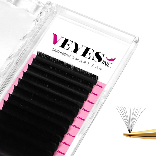 VEYES INC Cashmere Smart Fan Lash Extensions 0.03 0.05 0.07 C/CC/D Curl 8-20mm Mixed & Single Length, Super Matte Black Volume Lashes, Professional Supplies for Lash Techs (0.05 CC 8mm)