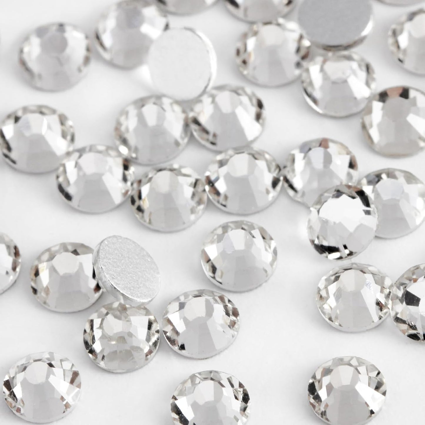 400PCS SS30 Flatback Rhinestones | 12-Facet Diamond-Cut Glass Gems for Nail Art, Clothing, DIY Crafts |Glue-On Decoration Stones with Silver Backing(Crystal)