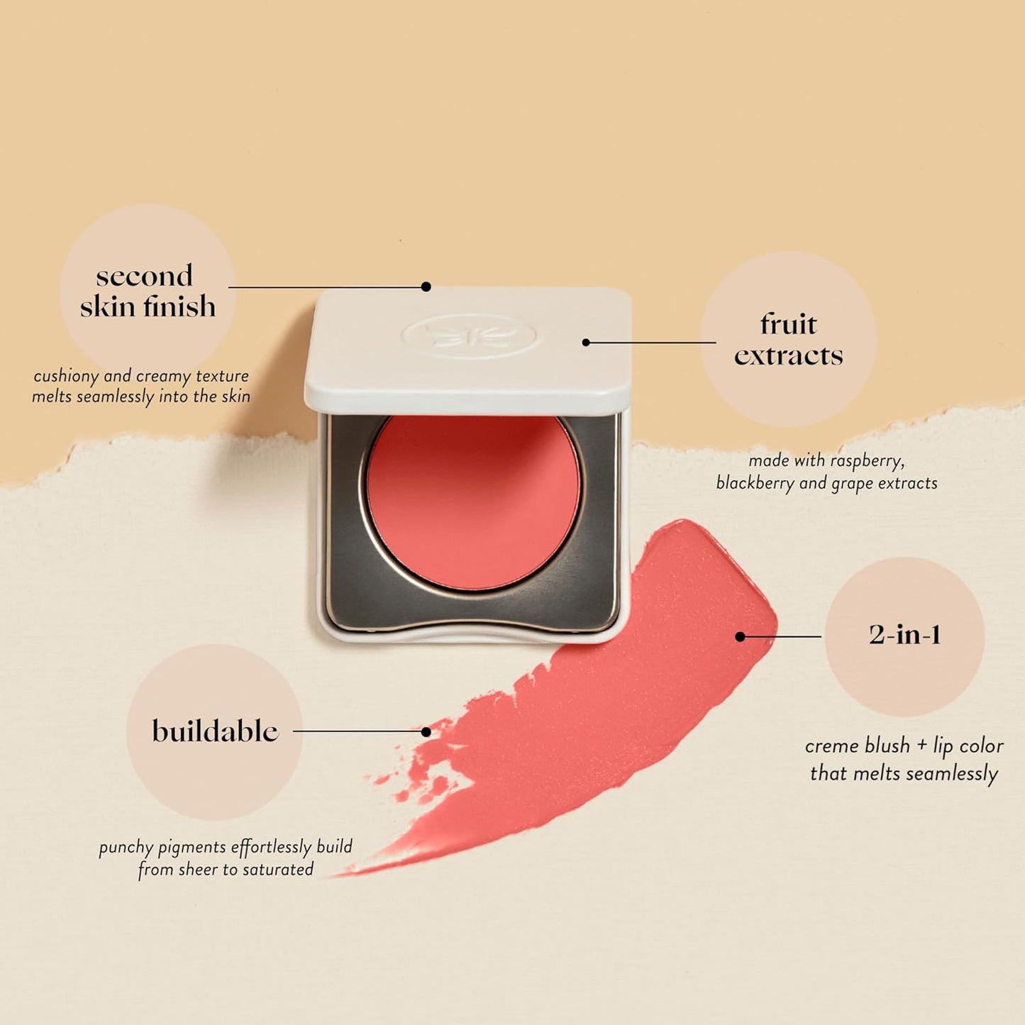 Honest Beauty 2-in-1 Creme Cheek Blush + Lip Color | EWG Verified, Vegan + Cruelty Free | Peony Pink, .1 oz