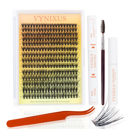 Lash Clusters Kit DIY Lash Extension Kit Eyelash Clusters with Lash Bond and Seal Waterproof Lash Glue Remover Tweezers Brush Cluster Eyelash Extensions Kit (Set 40D-0.07D-Mix8-16)