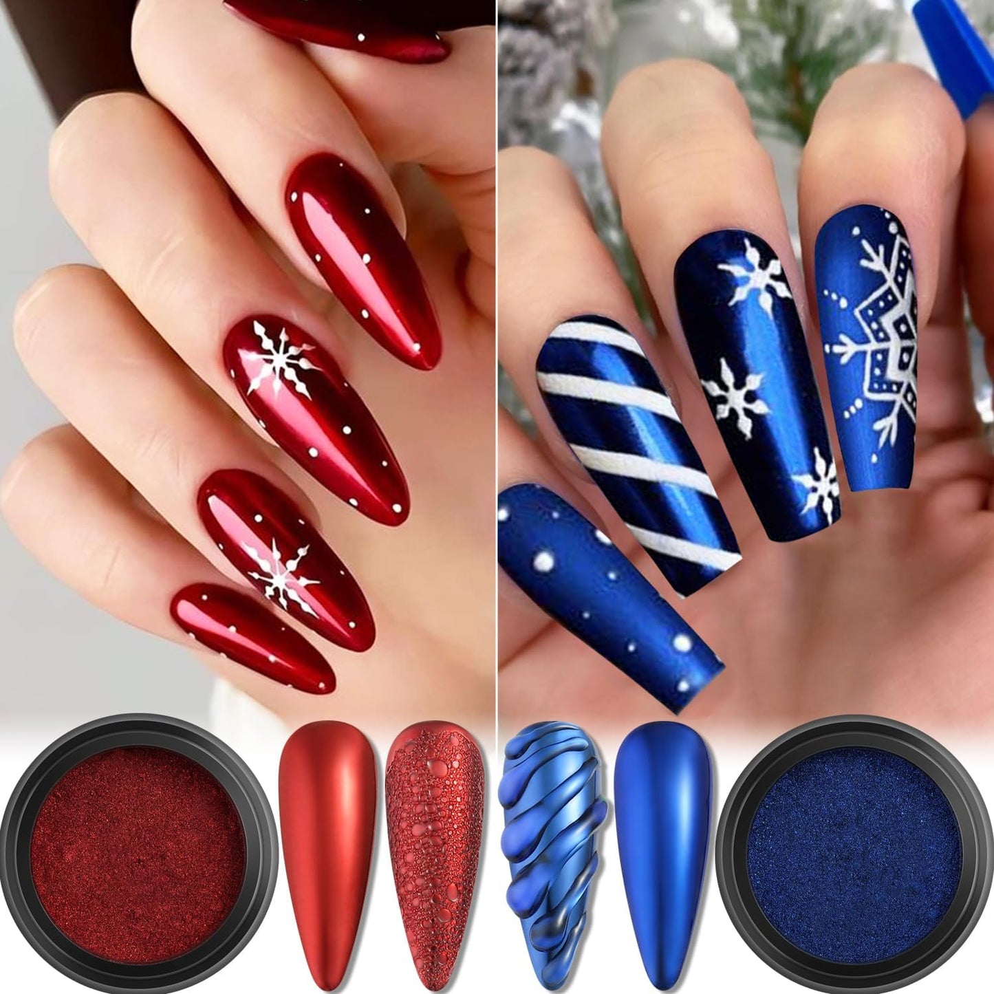 Chrome Nail Powder Set 24 Colors, Mirror Effect Gold Silver Chrome Glitter Powder White Pearl Chrome Powder Iridescent Pigment for Nails Opal Flakes Gold Leaf for Nail Art Decoration