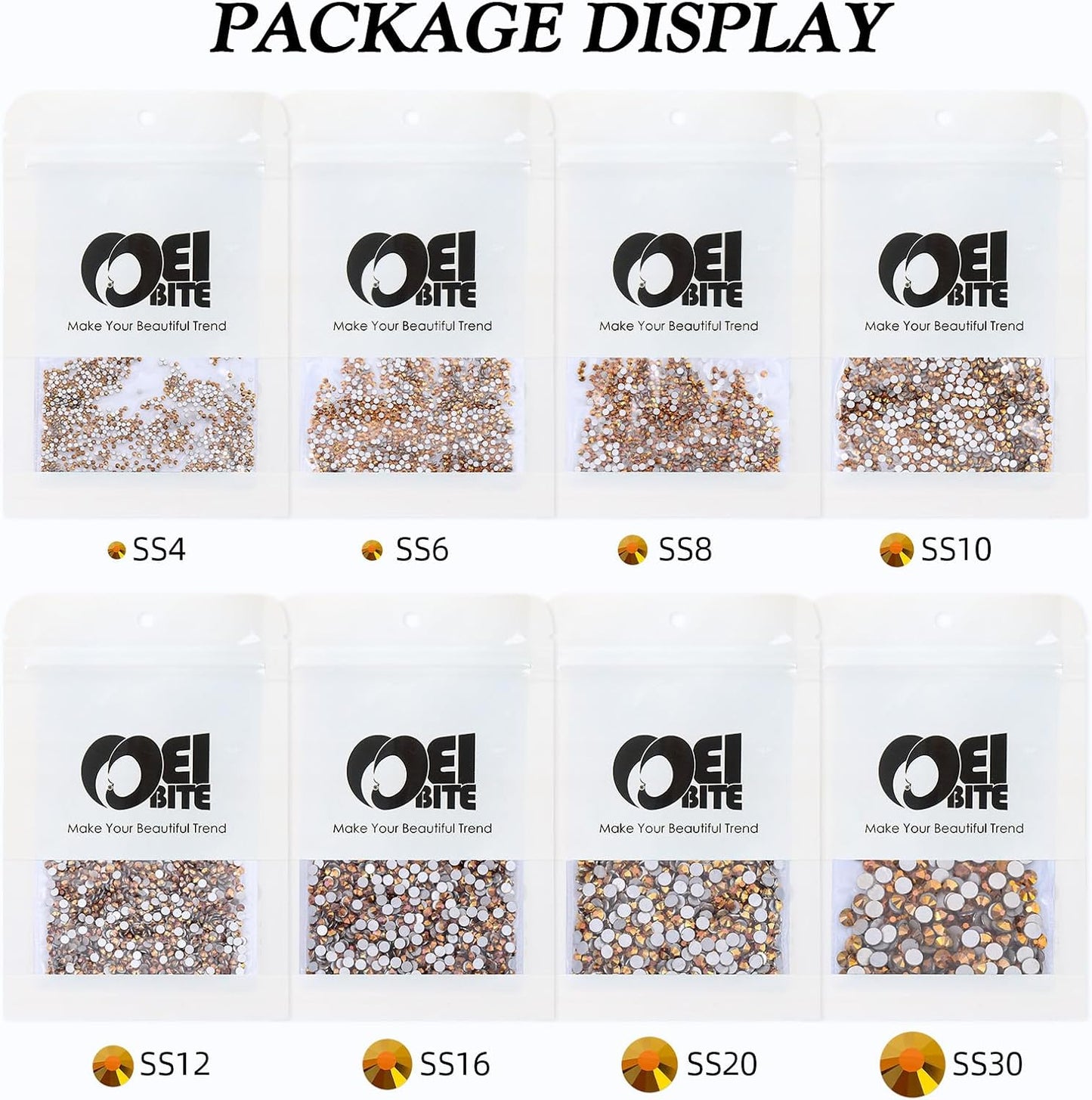 Gold Flatback Rhinestones, Glass Rhinestones for Nail Art and Craft, Glue Fix, Loose Crystal Gemstones(Gold, SS8, 1440pcs, 2.3-2.5mm)