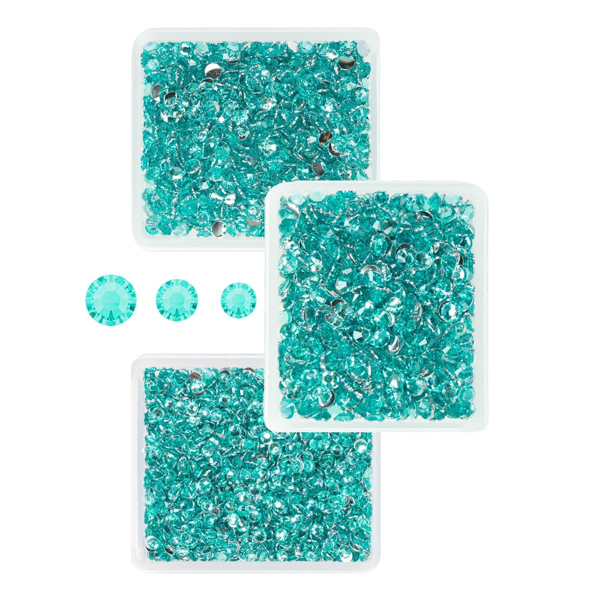 Aquamarine Resin Rhinestones for Crafting Lake Blue Flatback Stones 3mm 4mm 5mm Non-Hotfix Water Blue Diamonds Crystals Gems Charms for Nails Face Eyes Makeup Body Tumblers Bottles DIY Crafts