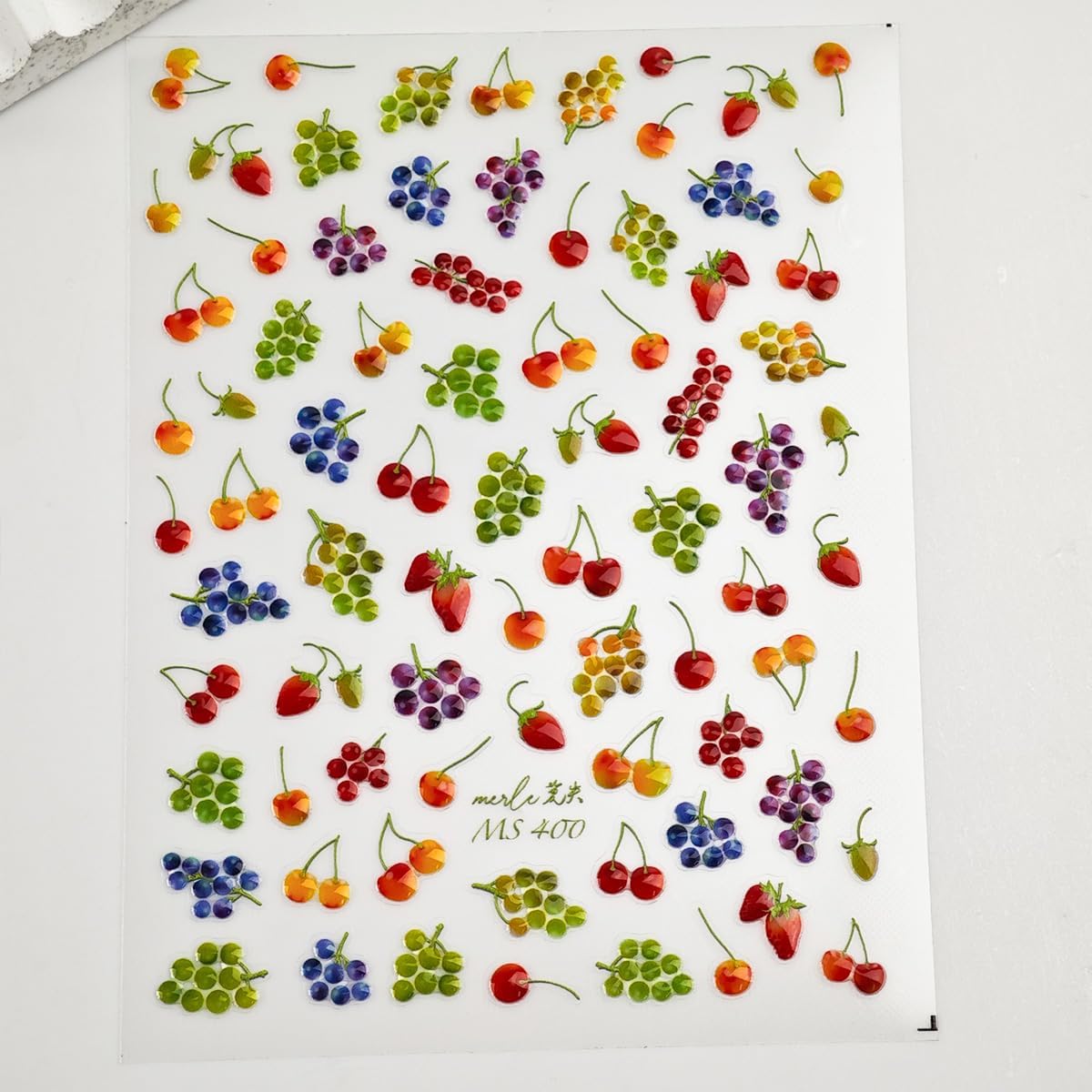 Fruit Nail Art Stickers Summer Colorful Nail Stickers 5D Embossed Cute Manicure Decals Accessories Self Adhesive Slider for Women DIY Nails Art Decorations Accessories