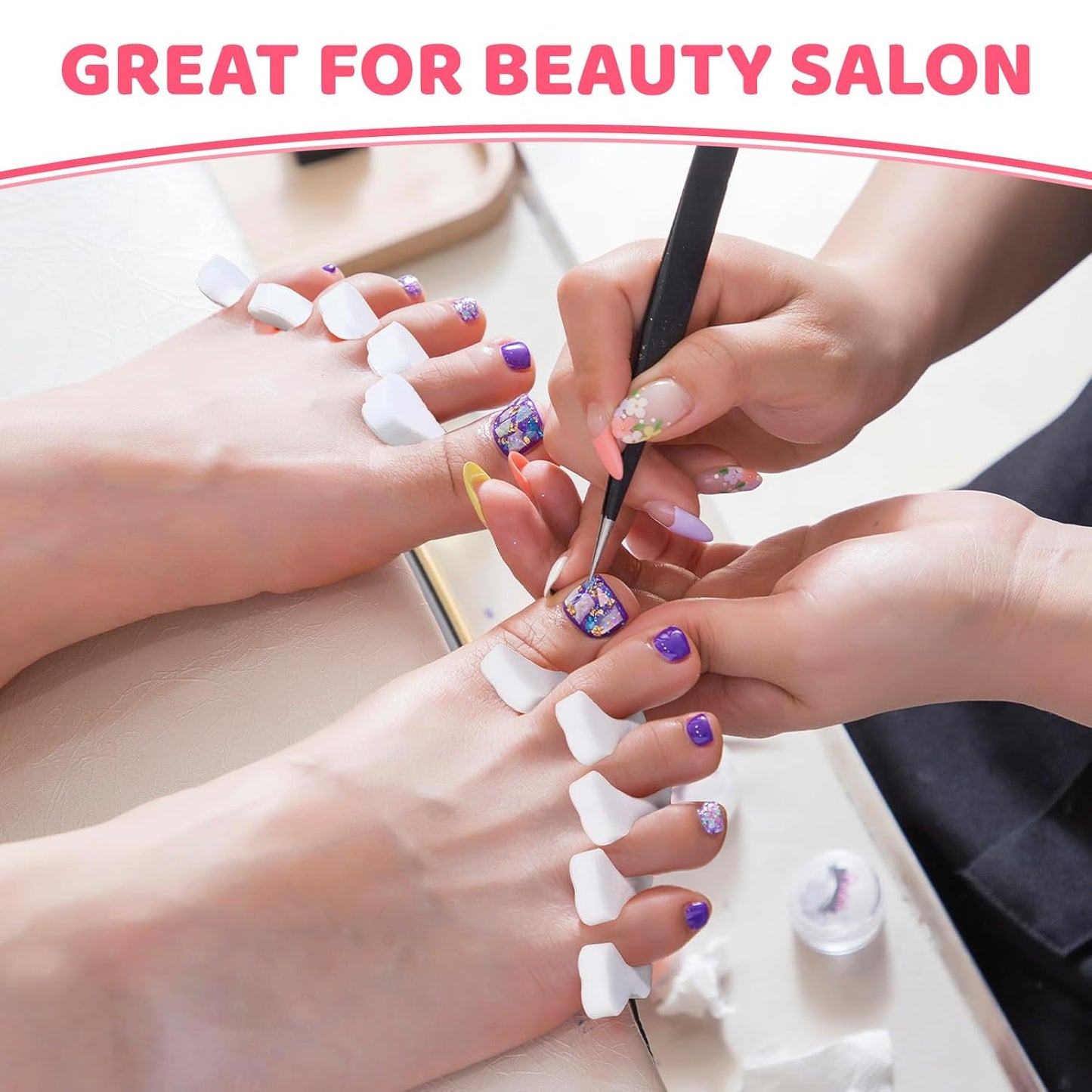 300 Pcs Sponge Toe Separators for Nail Polish Bulk Finger Separators Toe Divider Spacer Pedicure Correct Foot Manicure Coating Gel Painting Soft Pedicure Supplies for Men Women, White