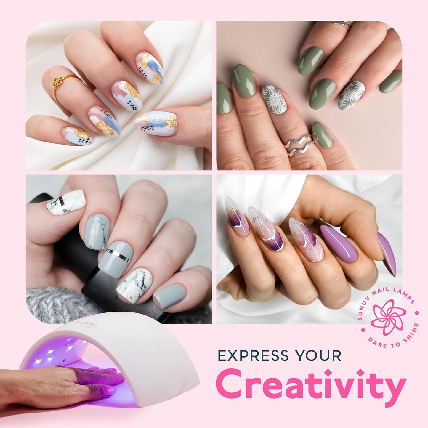 SUNUV UV LED Nail Lamp, Nail Dryer for Gel Polish UV Light for Gel Nails with Sensor 2 Timer SUN9C Blue Gift for Women Girl