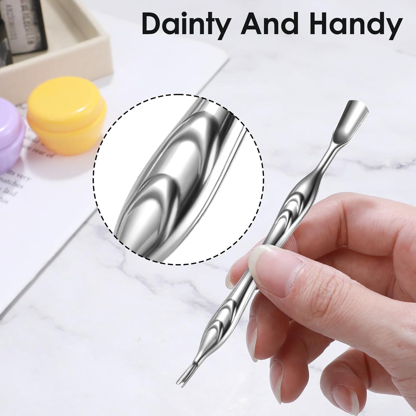 2 Pcs Cuticle Pushers with Fork, 2-in-1 Cuticle Trimmer Professional Nail Scraper Cuticle Remover Stainless Steel Nail Care Tool Dead Skin Cutter for Manicures, Pedicures