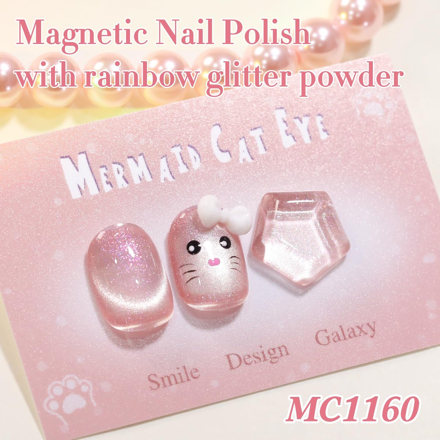 Double Rhythm 0.5 Oz Cat Eye Gel Polish with Magnet Same Color Same Bottle Holographic Glitter Shimmer Translucent Color Salon 15 ML Magnetic Nail Art (Peach Pink-MC1160)