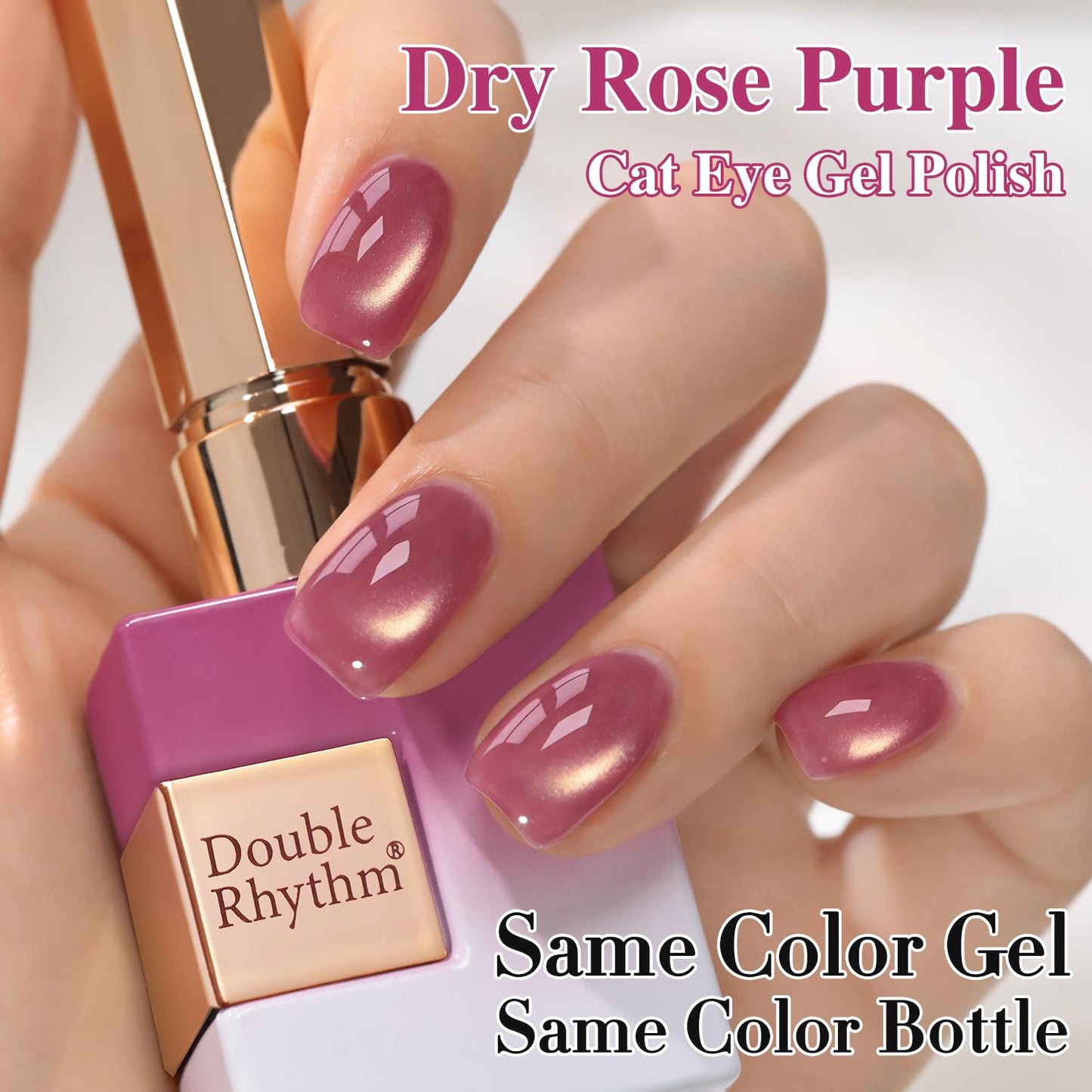 Double Rhythm 0.5 OZ Cat Eye Gel Polish with Magnet 15ML Holographic Glitter Shimmer Translucent Jelly Color Magnetic Nail Polish Salon DIY at Home (Dreamy Peach-MC1271)