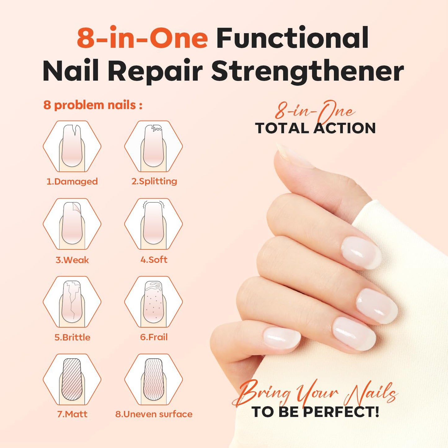modelones Nail Strengthener Milky White Nail Polish Nails Repair for Damaged Nails Growth and Strentgthener Ridge Filler for Nail Strengthening Polish 15ml