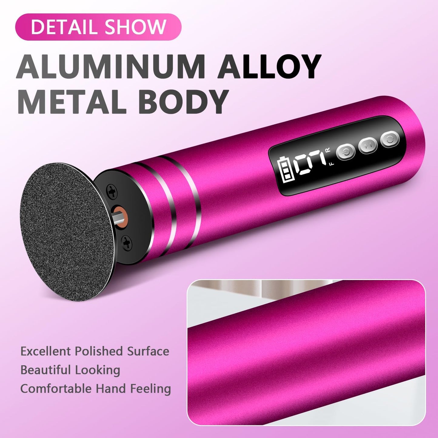 EAONE 2 in 1 Electric Callus Remover for Feet/Hands(Rose Red), Professional Pedicure Tools Foot/Nail File for Women Men Dry Crack Dead Skin Removal & Nail Care with 9 Speed Control/Digital Display