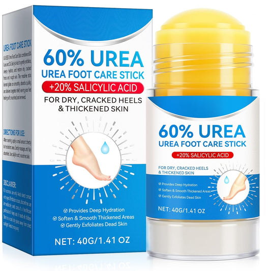 Urea Foot Care Stick, 60% Urea with 2% Salicylic Acid Foot Cream Moisturizer for Dry Cracked Feet, Knees, Elbows, Hands, Moisturizes and Hydrates the Dry Skin, Callus Remover & Skin Softener 1.41 oz