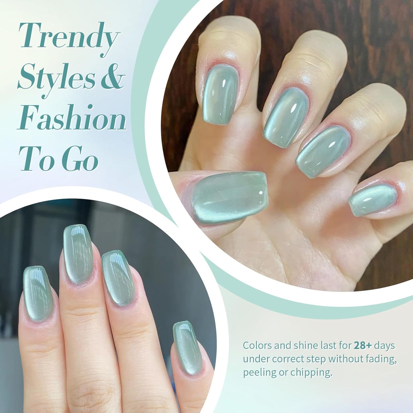 Born Pretty Cat Magnetic Eye Gel Nail Polish, Green Moonlight Cat Magnetic Gel, Glass Shiny Effect Green Soak Off Nail Art Salon Manicure Home Gift 15ml