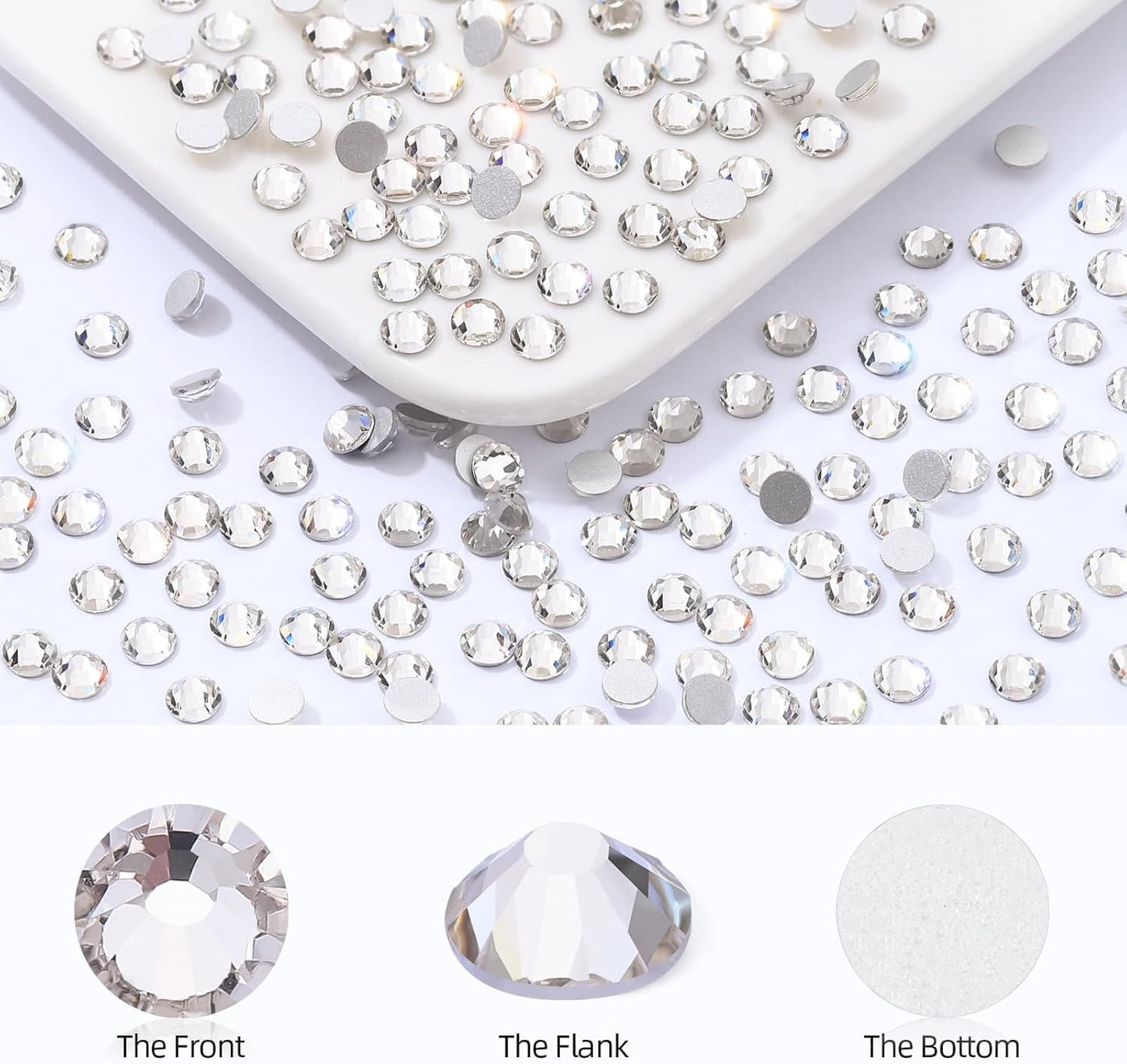 Crystal Clear Flatback Rhinestones, Glass Rhinestones for Nail Art and Craft, Glue Fix, Loose Crystal Gemstones(Crystal, SS30, 288pcs, 6.4-6.6mm)