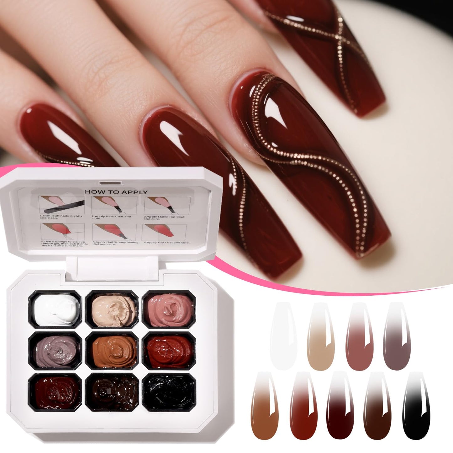 Ombre Gel Polish Nail Sponges for Ombre 9 Series Colorful Blush Effect Gradient painting gel ombre & pat paint for nails Multistyle French Manicure Nail Art DIY Home (A1, 1)