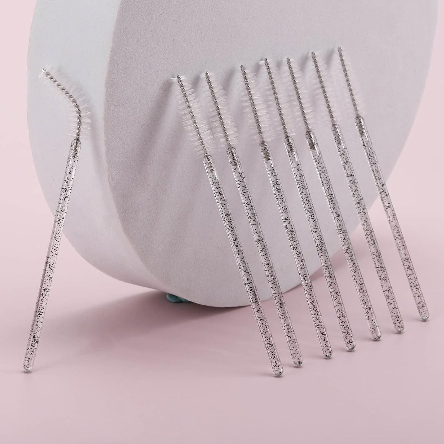 Tbestmax 300 Pcs Disposable Spoolies, Mascara Wand Eyelashes Brushes Applicator for Eyebrow Eye Lash Extension Black Stick White Head