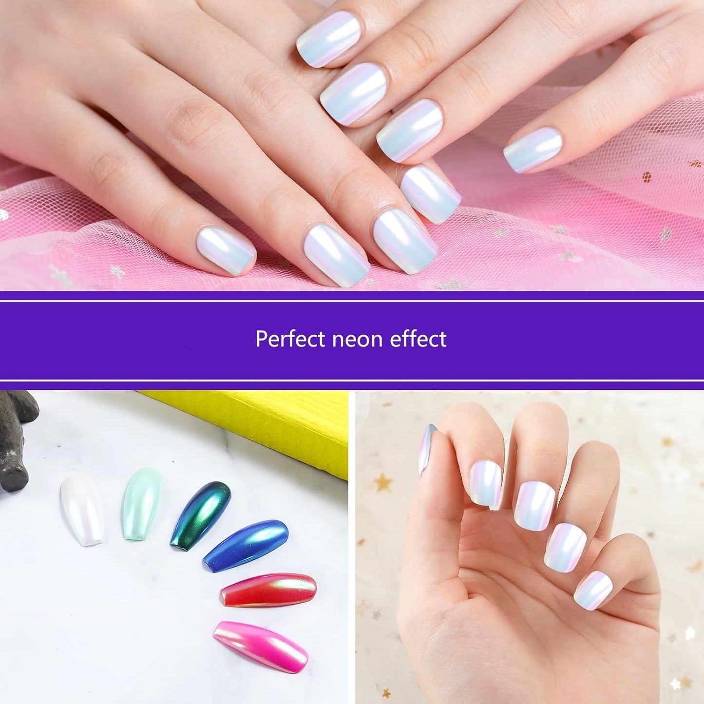 Artdone Chrome Nail Powder,Unicorn Mermaid Aurora Nail Powder,Iridescent Chameleon Effect Nail Color Metallic Mirror Chrome Powder Kit for Nail Art Gel Polish kit…