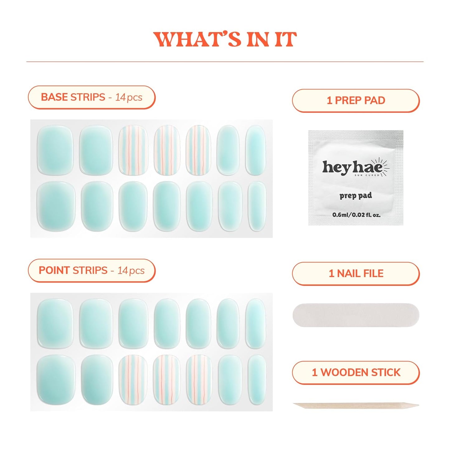 Semi Cured Gel Nail Strips | No LED Lamp Needed | Summer, Solid, Blue | Easy Apply & Remove, Salon Quality | Includes 28 Strips, 1 Prep Pads, Nail File & Wooden stick - Hey, Pajama Party?