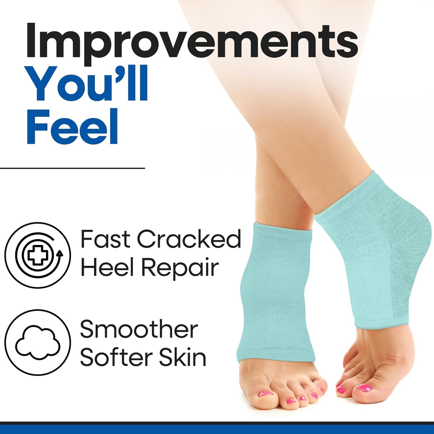 Moisturizing Socks for Women & Men | Aloe Vera Cracked Heel Treatment | Foot Callus Remover | Aloe Socks for Cracked Heels & Dry Cracked Feet | Lotion Infused Gel Heel Socks (Fits Most - 2 Pairs)