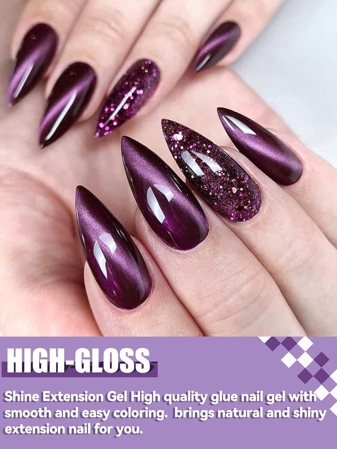 Poly Gel Nail Colors Kit EBANKU Poly Nails Extension Gel Cat Eye Glitter 6 Colors Nail Builder Gel Professional Nail Enhancement Kit for Women Popular Nail Art DIY Salon at Home