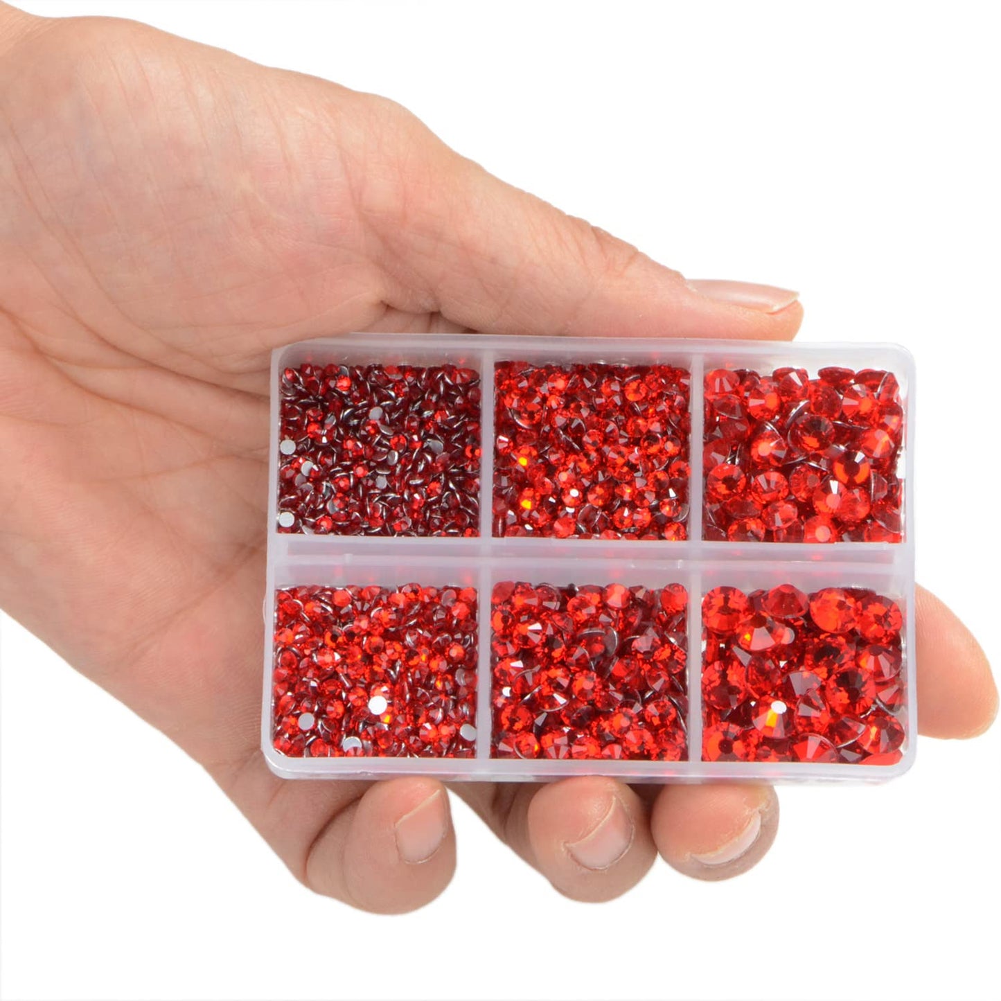 LPBeads 6000 Pieces Siam and Black Non Hotfix Rhinestones 6 Sizes Round Crystal Glass Flat Back Rhinestones with Tweezers and Picking Pen for Nail Art Crafts Clothes Bags DIY