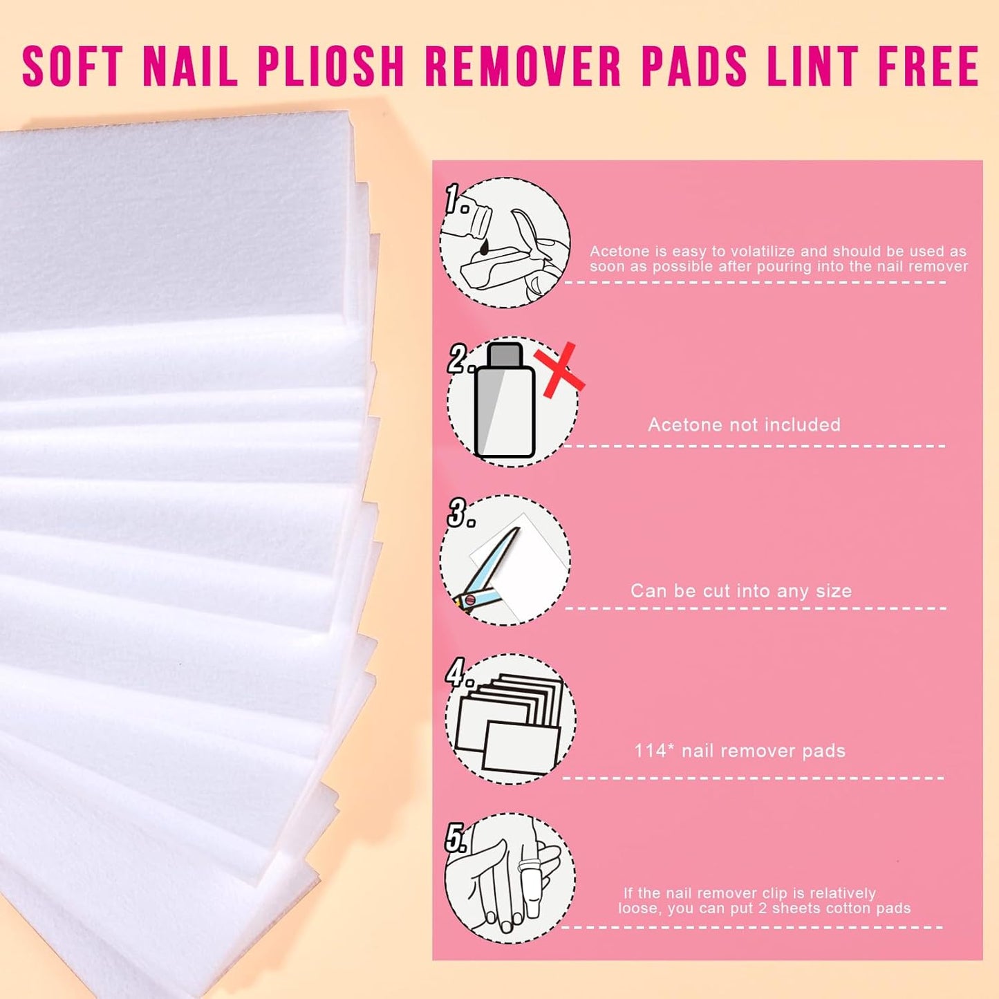 Teenitor Gel Nail Polish Remover Kit with 10pcs Nail Polish Remover Clips Cap 115pcs Nail Wipe Cotton Pads Nail Scraper Nail Files and Buffer Bushes - Hot Red