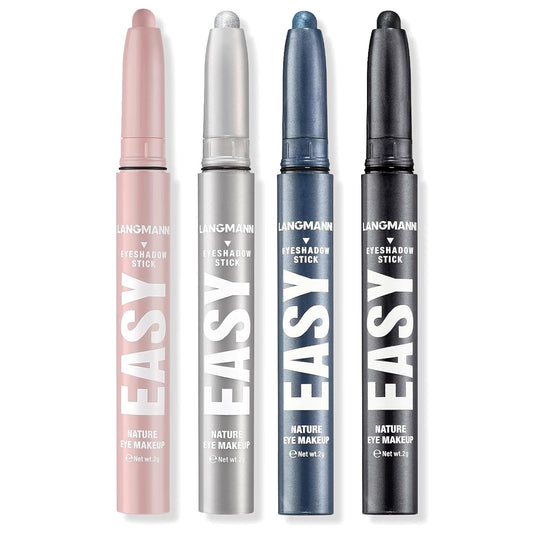 LANGMANNI Eyeshadow Stick,4 PCS Waterproof Multi-Color Eyeshadow Pen Set,Creamy Long-Lasting Eye Makeup Kit,Natural & Shimmer Shades Contour Stick,Gifts For Women (#1+7+22+23-4Colors)