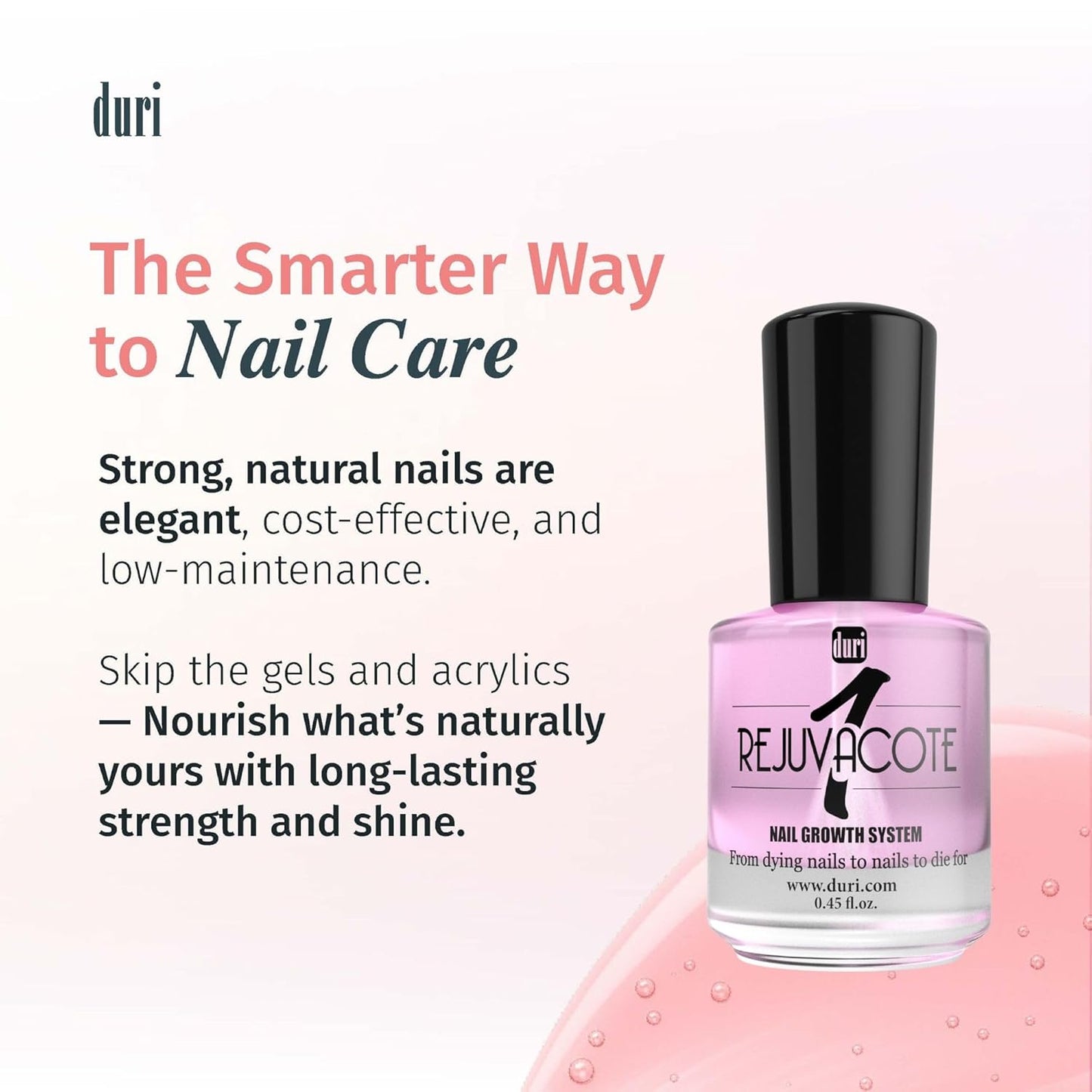 duri Rejuvacote 1 Original Maximum Strength Nail Growth System Base, Top Coat - Nails Hardening, Repair, Chipping, Strengthen, Breaking and Brittle Treatment, by Duri cosmetics (Pack of 1)