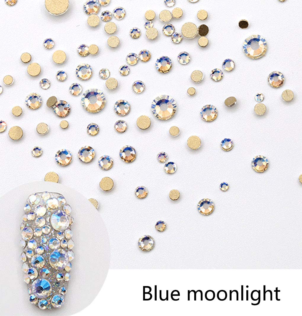 Rhinestones flat back gems round DIY decorative Nail Face and apparel accessories ss3-20 mix size(1440pcs blue moonlight)