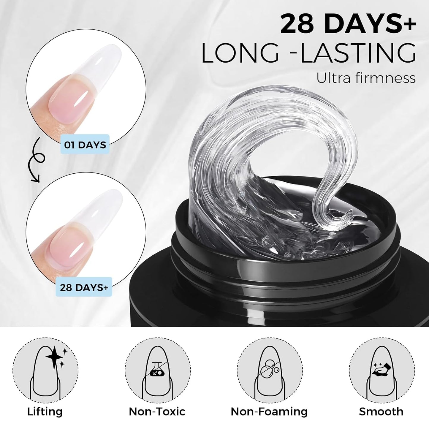 TOMICCA Hard Gel 3D Gel Nail Art Solid Builder Gel for Nails 50g 3D Nail Gel Sculpting Gel for Nail Art Non Sticky Hand Hard Gel Carving Gel Nail Glue Extension Gel Clear