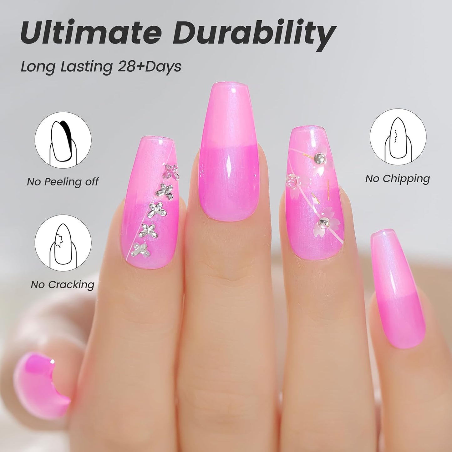 YTD Likomey Gel Nail Polish,15ml Pearlescent Pink Glitter Fall Winter Shimmer Shiny Sparkly Salon Home DIY Manicure UV Color Varnish,SF407