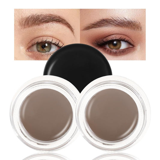 Boobeen 2 Pcs Eyebrow Pomade Cream, Waterproof Brow Pomade Gel High Pigmented Long-lasting for Natural Eyebrow Makeup, Suitable for Everyone