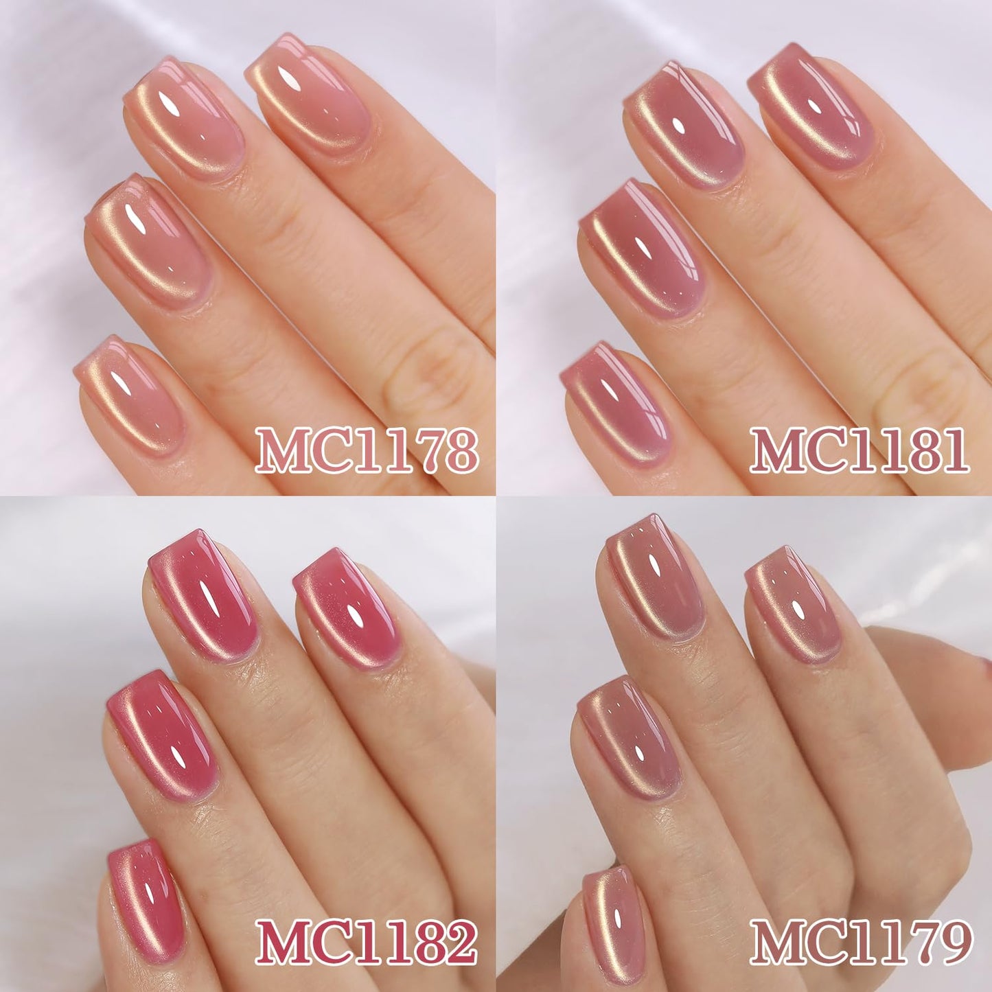 Double Rhythm Cat Eye Gel Nail Polish Set of 6 Same Color Same Bottle 0.5 Oz Shimmer Glitter with Magnet Holographic Reflective Magnetic UV Nail Polish Kit at Home (Glass Nude Pink Rose-T6-32)