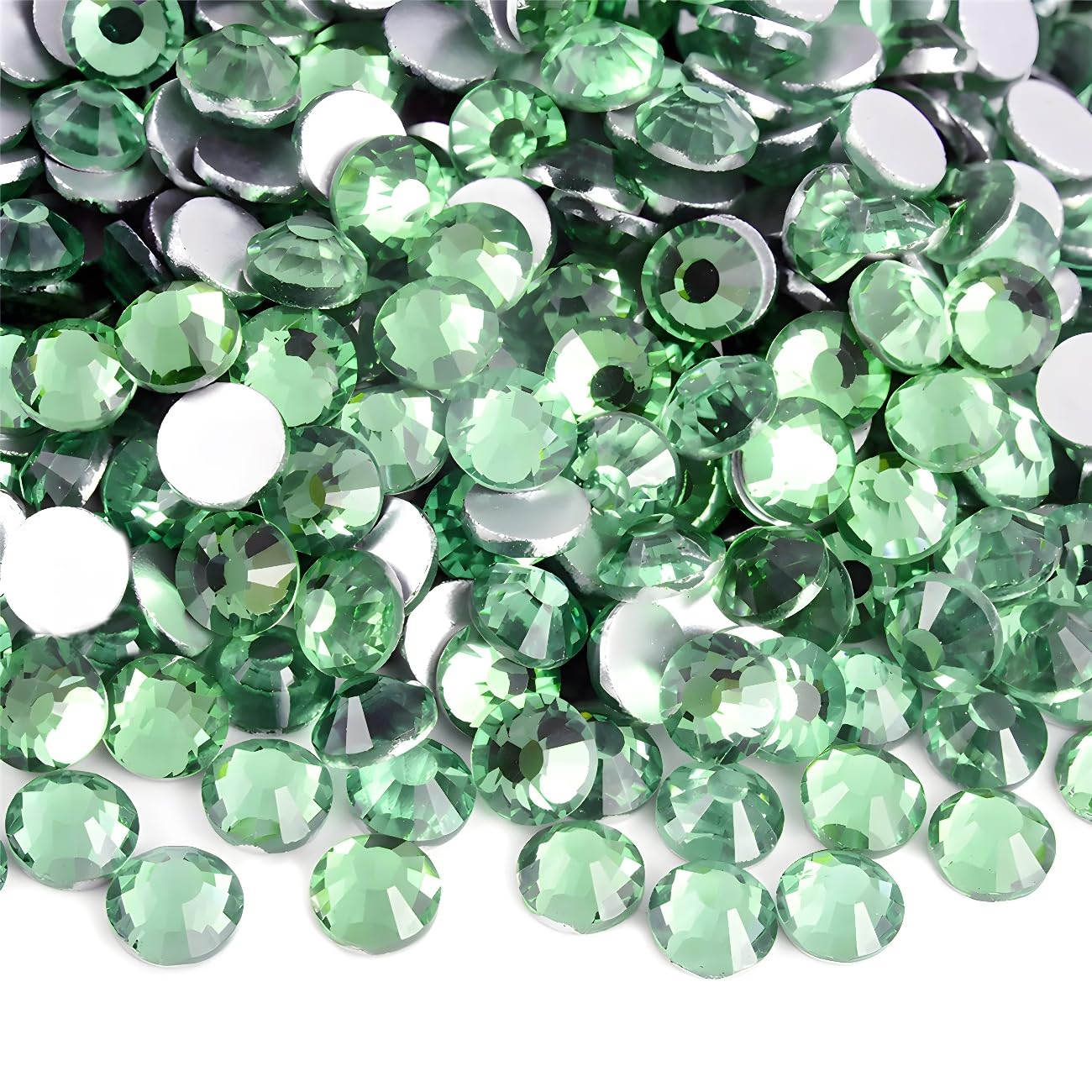 Flatback Rhinestones Round Gems for Nails Art and Crafts 4000Pcs SS12 3mm Glitter Crystals Stone DIY Bags Clothes Shoes (Light Green)